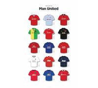 Iconic Football Shirts of Man United, Historic Manchester Jersey Timeline, A4 Wall Art Poster Print (print only)