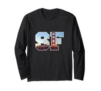Iconic Golden Gate Bridge in Bold SF Letters San Francisco Long Sleeve T-Shirt