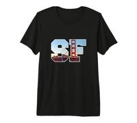 Iconic Golden Gate Bridge in Bold SF Letters San Francisco Premium T-Shirt
