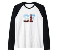 Iconic Golden Gate Bridge in Bold SF Letters San Francisco Raglan Baseball Tee