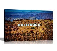 Iconic Hollywood Sign Canvas Wall Art Prints City Artwork Photos Home Room Decor Stretched and Framed Pictures to Hang 30 x 20cm (12 x 8 inches) A4
