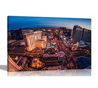 Iconic Las Vegas Strip on Framed Canvas Prints City Wall Art Pictures Home Office Photos on Artwork Cityscape Modern Art Decor Sin CityExtra Large 101 x 76cm (40 x 30 inches)