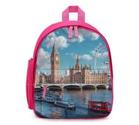Iconic London Landmarks Mini Backpack Lightweight Daypack Pink | Cute Printed Backpack,Sport bag for Camping Picnic