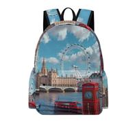 Iconic London Landmarks Printed Backpack Durable Mini Bag Purse | Lightweight Backpack,Backbag for Travel Camping Work