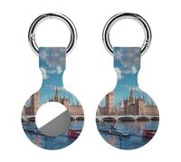 Iconic London Landmarks Protective Case Shockproof Cover 1PCS | Compatible with Airtag,Portable GPS Case,Silicone Cover with Keychain