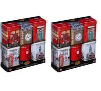 Iconic London Sights 6x Tea Tins with Fine English Breakfast Loose Leaf Tea, British Souvenir, Big Ben, UK Foods (Pack of 2)