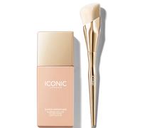 ICONIC London Super Smoother Blurring Skin Tint (Various Shades) and Complexion Brush Bundle - Cool Fair