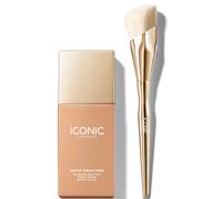 ICONIC London Super Smoother Blurring Skin Tint (Various Shades) and Complexion Brush Bundle - Cool Light