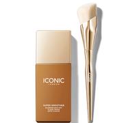 ICONIC London Super Smoother Blurring Skin Tint (Various Shades) and Complexion Brush Bundle - Golden Deep