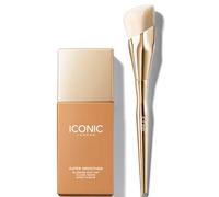 ICONIC London Super Smoother Blurring Skin Tint (Various Shades) and Complexion Brush Bundle - Golden Medium
