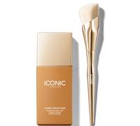 ICONIC London Super Smoother Blurring Skin Tint (Various Shades) and Complexion Brush Bundle - Golden Tan