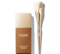 ICONIC London Super Smoother Blurring Skin Tint (Various Shades) and Complexion Brush Bundle - Neutral Deep