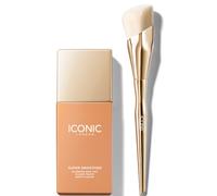 ICONIC London Super Smoother Blurring Skin Tint (Various Shades) and Complexion Brush Bundle - Neutral Tan