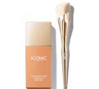 ICONIC London Super Smoother Blurring Skin Tint (Various Shades) and Complexion Brush Bundle - Warm Medium