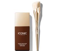 ICONIC London Super Smoother Blurring Skin Tint (Various Shades) and Complexion Brush Bundle - Warm Rich