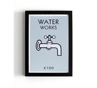 Iconic Monopoly Waterworks A5 Framed Print - Blue version