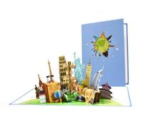 Iconic Monuments World Travel Landmarks 3D Pop-Up Greeting Card