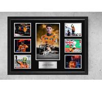 Iconic Motorsport British Racing Driver Lando Norris, Formula One, A4 Black Framed Wall Art Print 31 x 23 cm