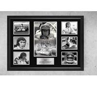 Iconic Motorsport British Racing Driver Sir Jackie Stewart, Formula One, A4 Black Framed Tribute Wall Art Print 31 x 23 cm