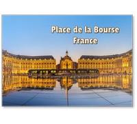Iconic Panorama of Place De La Bourse with Tram and Water Mirror Fountain in Bordeaux, France, Fridge Magnet