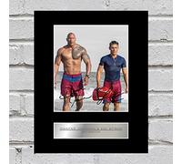 Iconic pics Dwayne Johnson and Zac Efron Signed Mounted Photo Display Baywatch