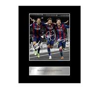 Iconic pics Luis Suarez, Neymar Jr, Lionel Messi Digitally Signed Mounted Photo Display Bar 10x8 Inches Autographed Picture Print