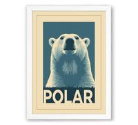 Iconic Polar Bear Art Deco Framed Wall Art Print A3 (42×29.7cm) White, Wall Decor for Living Room, Bedroom, Office & Home, Ready to Hang, Art Gift