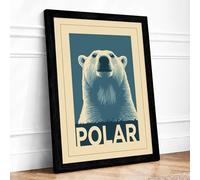 Iconic Polar Bear Art Deco Framed Wall Art Print A4 Black