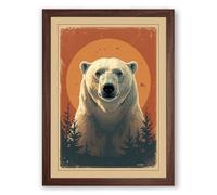 Iconic Polar Bear Vintage Framed Wall Art Print A1 (84.1×59.4cm) Walnut, Wall Decor for Living Room, Bedroom, Office & Home, Ready to Hang, Art Gift