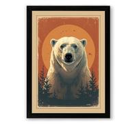 Iconic Polar Bear Vintage Framed Wall Art Print A3 (42×29.7cm) Black, Wall Decor for Living Room, Bedroom, Office & Home, Ready to Hang, Art Gift