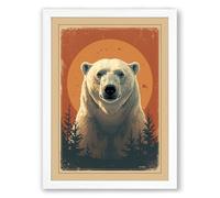 Iconic Polar Bear Vintage Framed Wall Art Print A3 (42×29.7cm) White, Wall Decor for Living Room, Bedroom, Office & Home, Ready to Hang, Art Gift