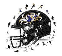 Iconic Puzzles - Baltimore Ravens Helmet, Wooden Puzzle officially licensed NFL, 100% sustainable, Gift for Adults and Children, size M, 270 Pcs