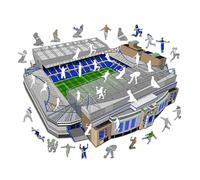 Iconic Puzzles, Chelsea FC Stamford Bridge, 100% eco-sustainable wooden puzzle with official license, size L, 500 pieces, jigsaw for children and adults
