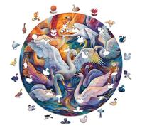 Iconic Puzzles - Majestic Swans, fantasy animals, 100% sustainable wooden puzzle, Gifts for Children and Adults, size L, 600 Pieces