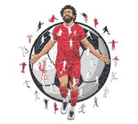 Iconic Puzzles - Mohammed Salah, Liverpool, 100% eco-sustainable wooden puzzle with official license, size S, 150 pieces, jigsaw for children and adults