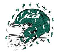 Iconic Puzzles - New York Jets Helmet, Wooden Puzzle officially licensed NFL, 100% sustainable, Gift for Adults and Children, size L, 500 Pcs