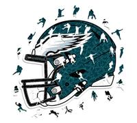Iconic Puzzles - Philadelphia Eagles Helmet, Wooden Puzzle officially licensed NFL, 100% sustainable, Gift for Adults and Children, size S, 150 Pcs