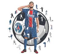 Iconic Puzzles - PSG, Achraf Hakimi, Officially Licensed Wooden Puzzle, 100% Sustainable, Gift for Adults and Children, Size M, 270 Pieces