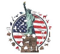 Iconic Puzzles, Statue of Liberty, 100% eco-sustainable wooden puzzle, size S, 150 pieces