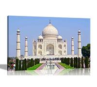 Iconic Taj Mahal, India Canvas Wall Art Pictures Stretched and Framed Home Office Bedroom Prints Cityscape Photos 76 x 50cm (30 x 20 inches)