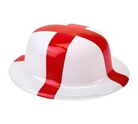 Iconic White & Red St George Design Bowler Hat - (1 Pc.) - Eye-Catching Design - Perfect for Celebrations & Events