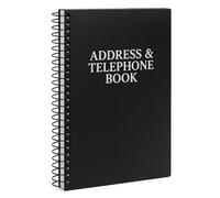 Iconikal Address and Telephone Book, Black, 8 x 5 inches for Organizing Names, Addresses, Email, Cell Phone Numbers