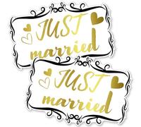 Iconikal Decorative Car Magnet for Honeymoon or Wedding, Just Married, 14 x 9.5-Inch, 2-Pack