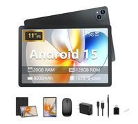 Iconiotk Android 15 Tablet 11 inch Tablet with Keyboard, 20GB+128GB, 1TB Expand, Octa-Core, 2.4G/5G WiFi, 8000mAh, BT V5.2, IPS Touch Screen, GPS, 2 in 1 with Case, Mouse, Stylus (Gray)