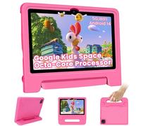 Iconiotk Kids Tablet 10.1 inch Android 14 Octa-Core 64GB 6000mAh Kids Space Parental Control HD Touchscreen Shockproof Case Dual Camera Gift for Toddler Age 3-9 (Pink)