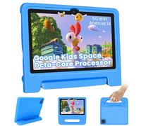 Iconiotk Kids Tablet 10.1 inch Android 14 Octa-Core 64GB 6000mAh Kids Space Parental Control HD Touchscreen Shockproof Case Dual Camera Gift for Toddler Age 3-9 (Blue)
