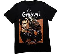 Iconiq Studios Evil Dead 2 Groovy Tee T-Shirt Clothing Branded Officially Licensed Ash Williams (as8, Alpha, one_Size, s, Regular, Regular) Black