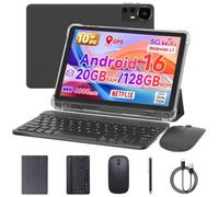ICONLINK 10 Inch Tablet Android 15 Tablets with Case 20GB(4+16) RAM+128GB ROM, 6000mah Battery 10 in Android Tableta, 2MP+8MP Dual Camera,Keyboard+Mouse+Pen (Black)