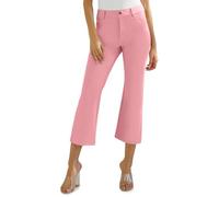 ICONOFLASH Women's Stretch Jeggings with 4 Pocket Pull On Straight Leg Jean Leggings with Belt Loops (Available in Plus Size), Capri Light Pink, S