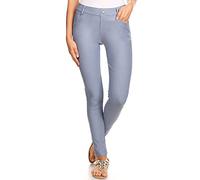ICONOFLASH Women's Stretch Jeggings with Pockets Clothes Slimming Cotton Pull On Jean Like Leggings Regular-Plus Size - grey - XL
